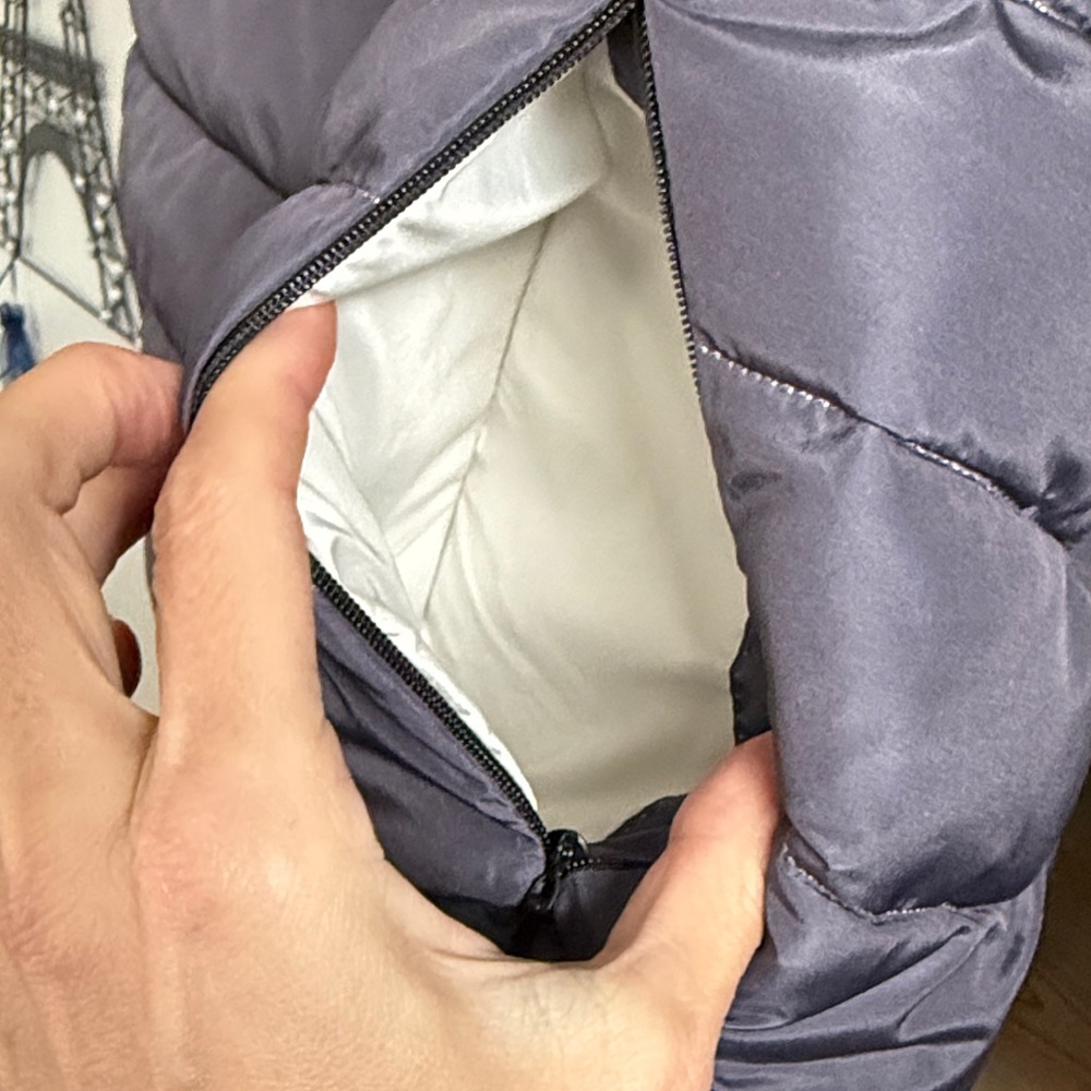 Elegant Women's Ombre Puffer Jacket - Cream and Purple - Picture 7 of 10